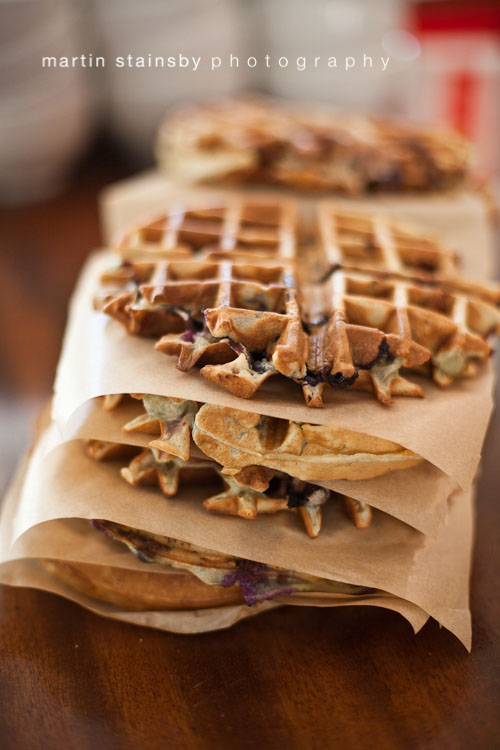 Blueberry Waffles by martin stainsby food photography