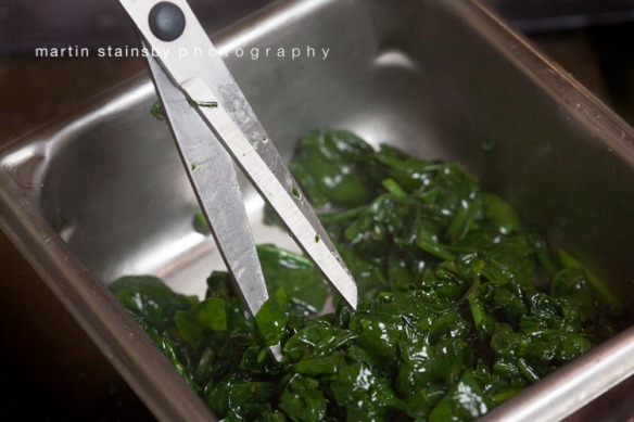 Spinach being Cut © martin stainsby photography